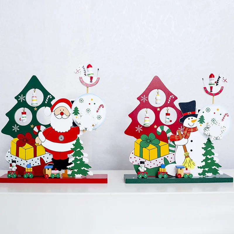 

Wooden Christmas Santa Claus Snowman Music Box Desktop Ornaments Living Room Home Decoration door window hanging
