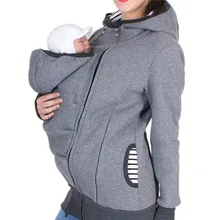 Женская куртка для беременных, полосатая Детская сумка-переноска, толстовка с капюшоном, свободная удобная куртка кенгуру на молнии для беременных, пальто размера плюс, N10