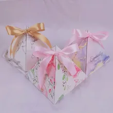 Большой размер, треугольная пирамида, свадебная конфетная упаковочная коробка для подарка, коробка для гостей, вечерние принадлежности, подарочные коробки с лентами