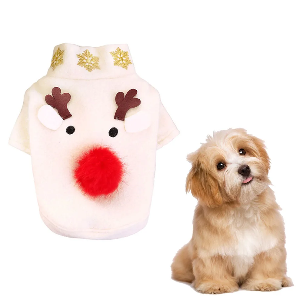 

Christmas Elk Dog Sweater Coats White Color Sweet Puppy Pet Dog Sweater Shirt Clothes Autumn Winter Dog Cat Vest Jackets 4