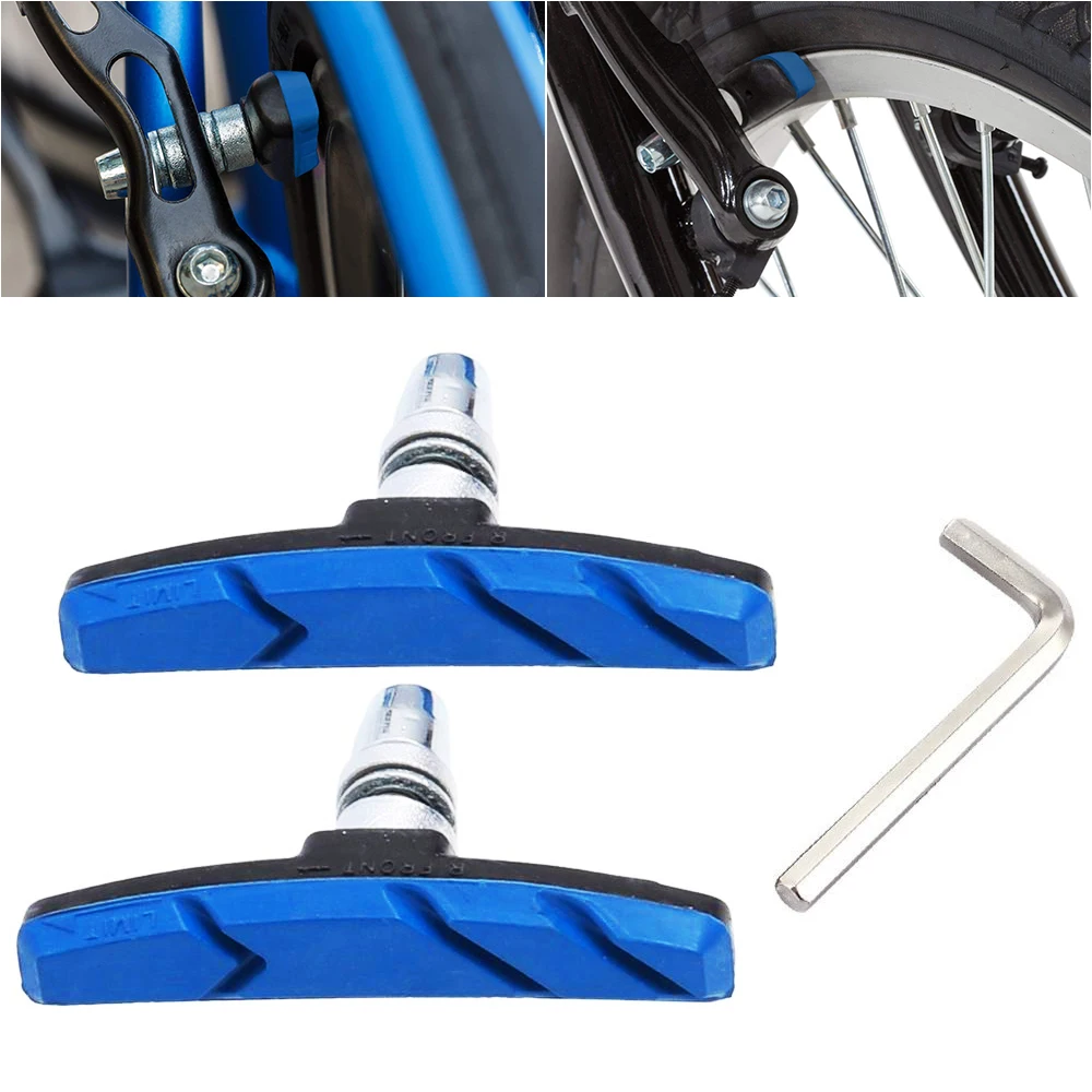 

2PCS Bicycle Mountain Brake V-brake Pads With Mud Trough Silent Bicycle Brake Pads Road Bike Brake Pads Rubber Sheet Replaceble