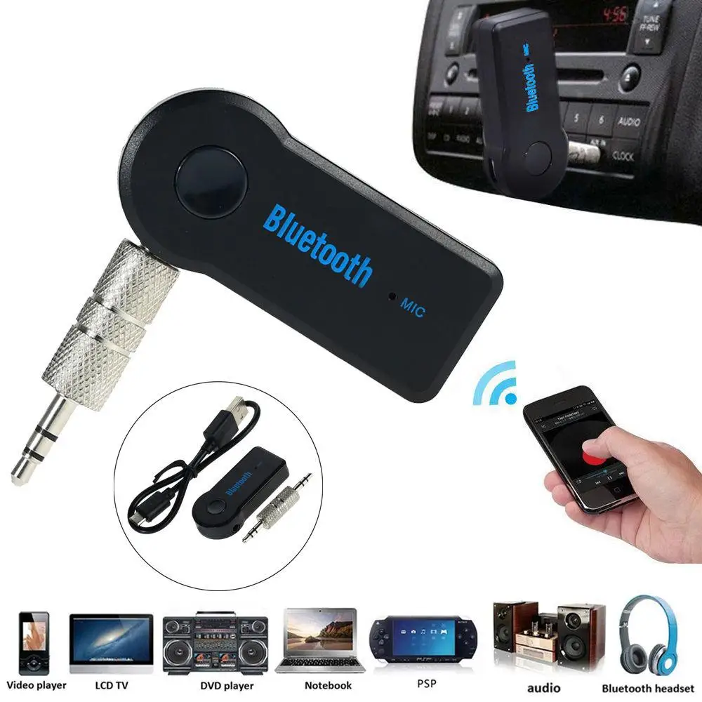 HOT 3.5mm Jack Bluetooth Auto Car Hands Free Music Audio Receiver Adapter Conven 