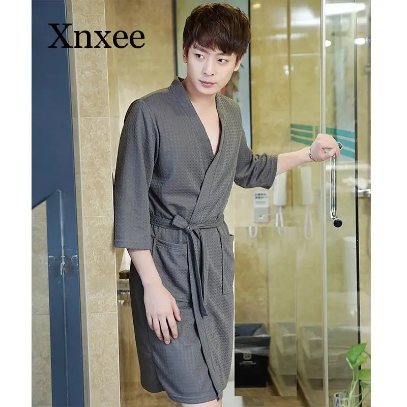women On Sale Lovers Summer Suck Water Kimono Bath Robe Men Plus Size Sexy Waffle Bathrobe Mens Dressing Gown Male Lounge Robes