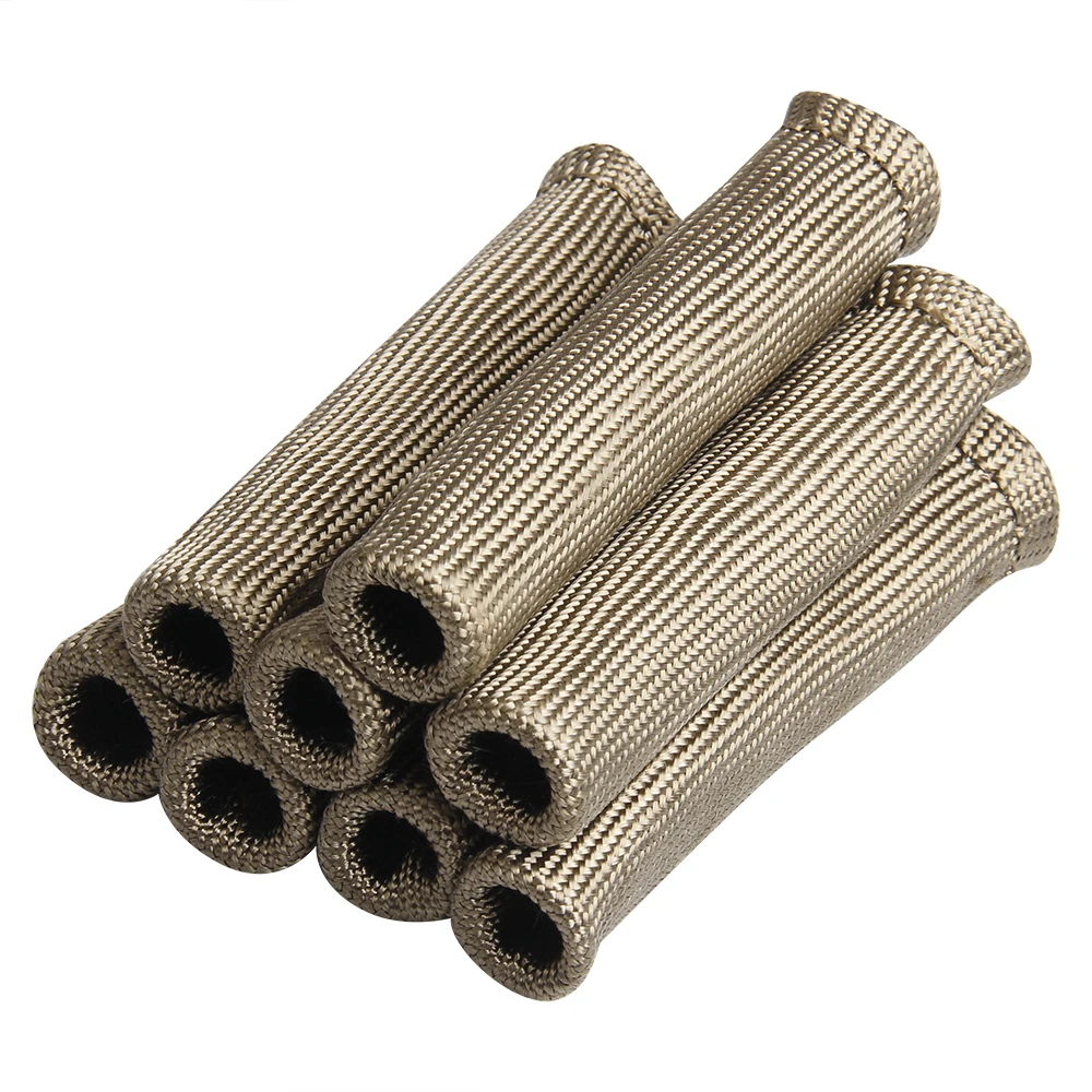 8 Beige 1200° SPARK PLUG WIRE BOOTS HEAT SHIELD PROTECTOR SLEEVE SBC BBC US