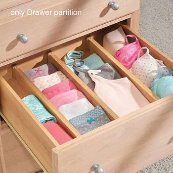 

Telescopic Drawers Divider Adjustable Bamboo Storage Shelves Drawer Dividers Combination Space-saving Finishing Board Socks Box