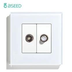 Bseed Tv Satelliten Steckdose Mit Kristall Glas Panel Weiss Schwarz Gold Eu Standard 86mm Diy Teil Fur Hause Verbesserung Electrical Sockets Aliexpress