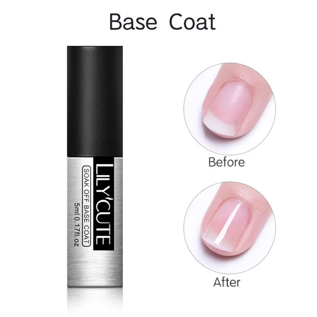 5ml base coat LILYCUTE верхнее Базовое покрытие замочить от УФ гель лак для ногтей светодиодный грунтовка для ногтей строитель ногтей гель лак прозрачная; Нейл-арт лак - Цвет: 5ml base coat