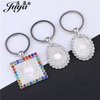 

JUYA 5pcs/lot Alloy Diamond Cabochon Blank Base Handmade Key Chain Keyring For Keychain Pendant DIY Jewelry Making Accessories