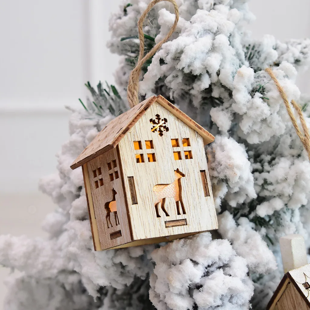 C Рождественский светодиодный светильник деревянная подвесная декорация мешок