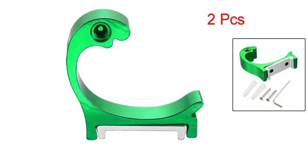 Green-2Pcs Uxcell 2/5 шт настенный крючок крючки один Полотенца вешалка с винтами Алюминий сплав 10 Цвета с винтами, ключ, дюймовый стандарт - Цвет: Green-2Pcs
