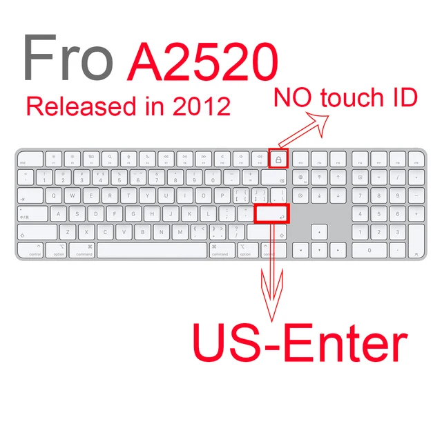 Desktop PC for Apple Bluetooth Wireless keybord MLA22LL/ A1644 A1314 IMAC Keyboard cover Protector Silicone Cover US/EU Version USkey-A2520 Not ID