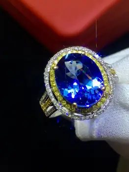 

Tanzanite Ring Fine Jewelry Real Pure 18 K Gold 100% Natural Tanzania Tanzanite Gemstone 3.55ct Female Rings for Women Fine Ring