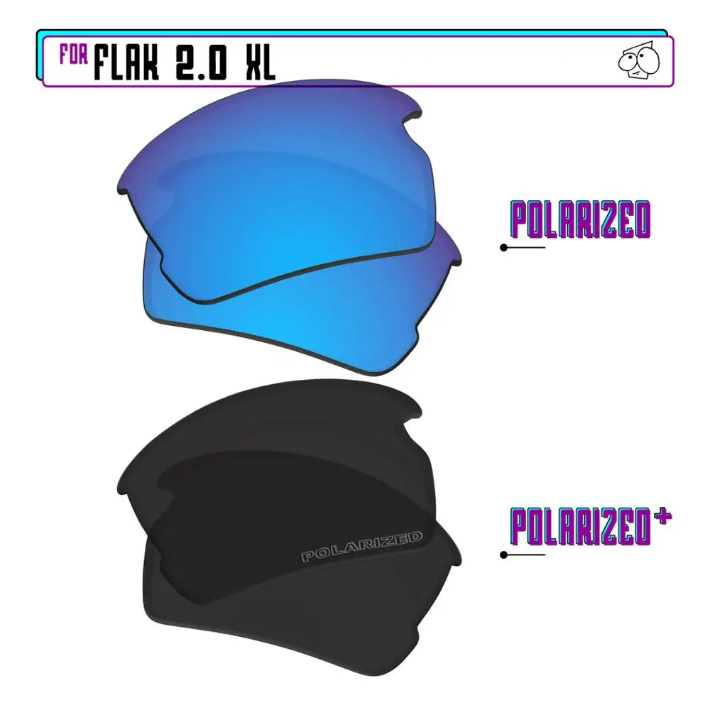 

EZReplace Polarized Replacement Lenses for - Oakley Flak 2.0 XL Sunglasses - Black P Plus-Blue P