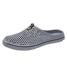 Мужская Летняя обувь; дышащие тапочки; пляжные сандалии унисекс; открытые домашние тапочки с отверстиями; мужские повседневные Вьетнамки; A40