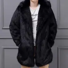 S-6XL, хит, весна/осень, Мужская Новая модная шуба из искусственного меха, длинная куртка с воротником из лисьего меха, большой размер