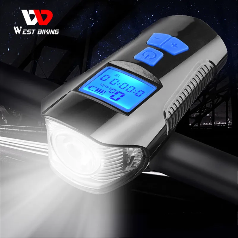 Waterproof Bicycle Light USB Rechargeable Bike Front Light Flashlight With Bike Computer LCD Speedometer