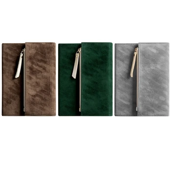 

B6 Innovative Tri-fold Notebook Suede Diary Notepad Traveler Journal Planners