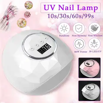 

86W Nail Dryer LED UV Lamp LCD Display Intelligence Drying Gels Nail Polish Nail Art Tools 180 Degree Irradiation Professional