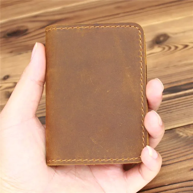 Genuine full Leather man mini small wallet Money id credit cards holder  pocket Ta daviscase