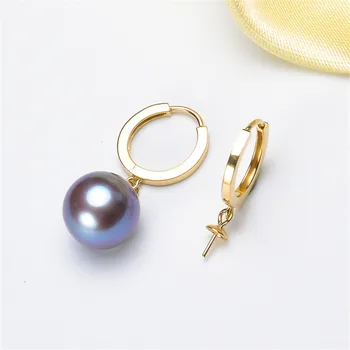 

G18K Gold Earring Hooks with Eyepin Bead Caps, Yellow Karat Gold Solid 18ct oro French Earwire Dangle Pearl Earrings