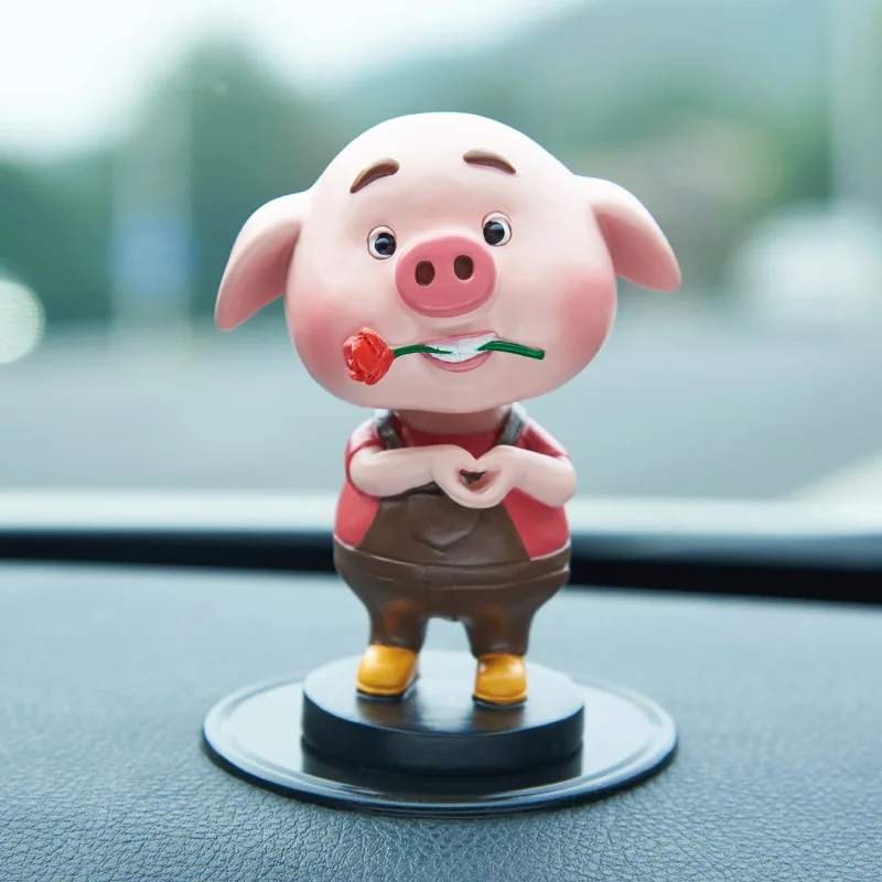  Shaking Head Cool Pig Design Car Ornaments Car Toy Shaking Head Car Dashboard Decoration Car Access