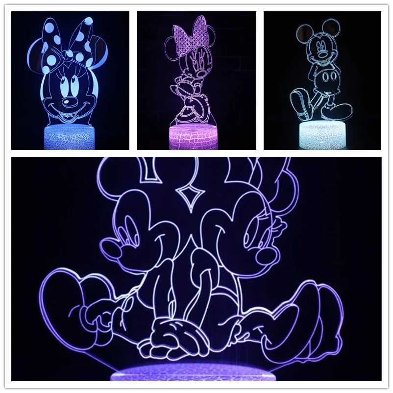 ontwikkelen Susteen moordenaar Disney Cartoon 3D Lamp Mickey Mouse Minnie Mouse LED Night Light Acrylic  Touch Light Bedroom Decorative Illusion Table Lamp Gift|LED Night Lights| -  AliExpress