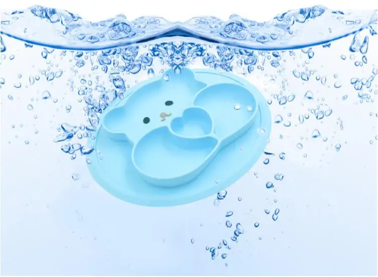 Sallybaby FDA Пищевая силиконовая тарелка фракционная детская миска для еды WIith силиконовая детская ложка