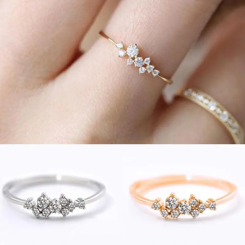 

Nine Zircons Ring Jewelry Crystal Gold Color Rings For Women Anel Jewelry Rose Gold Silver Color Tail Ring Jewellery Wholesale