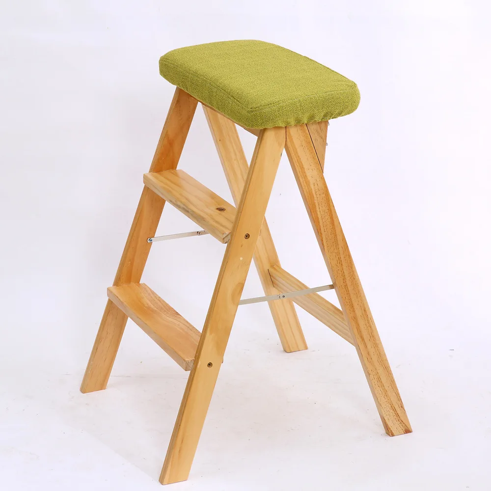Креативный складной стул из твердой древесины простой кухонный лестница
