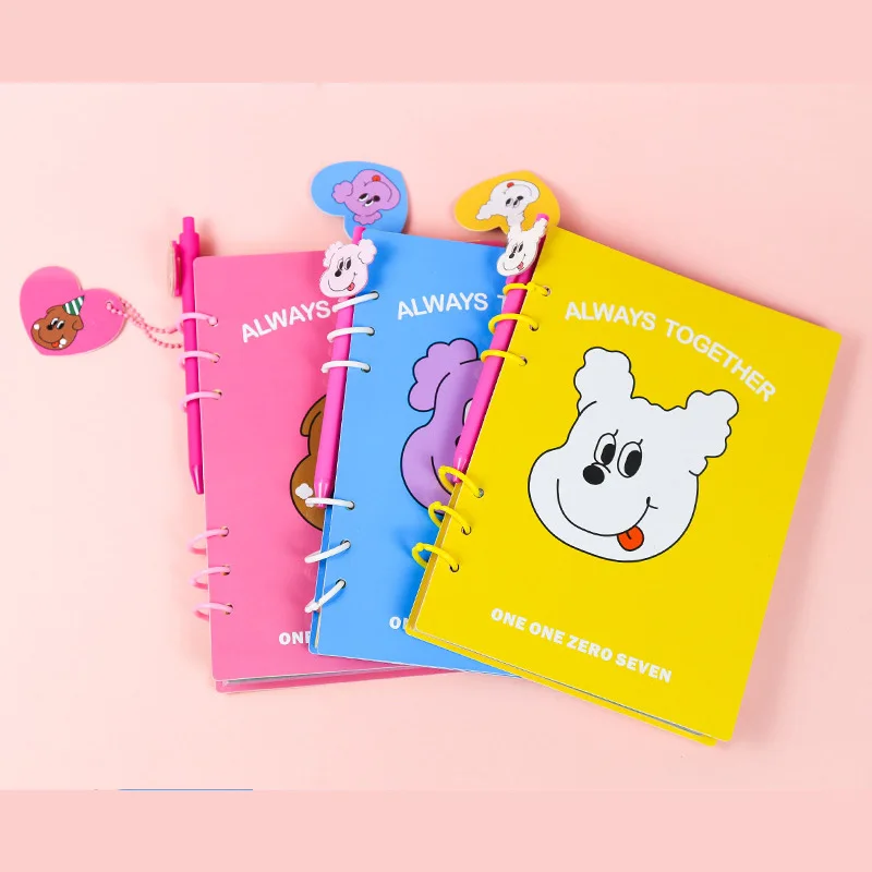

A5A6 80Pages Rogue Dog Notebook Color Cartoon Diary Hand Account Ring Binder Kawaii Weekly Planner School Supplies Stationery