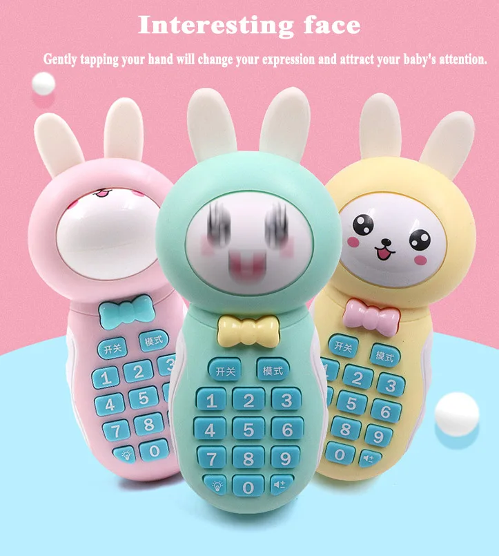 Baby Rattles Toys rabbit Newborn Hand Bells Teether Baby Toys 0 12 Months Muscial Change face 2