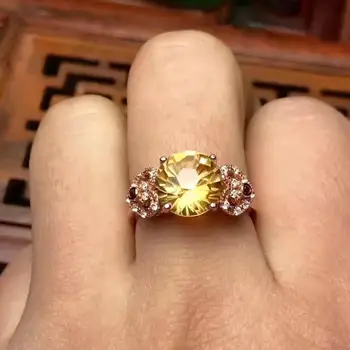 

Natural And Real Citrine Rings For Women Real 925 Sterling Silver Jewelry Ring Wedding Anniversary Ring