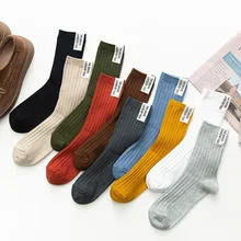 Яркие цвета, хлопчатобумажные забавные носки, теплые женские носки, милые, японские, дышащие, пот, уличная одежда, повседневные, Calcetines