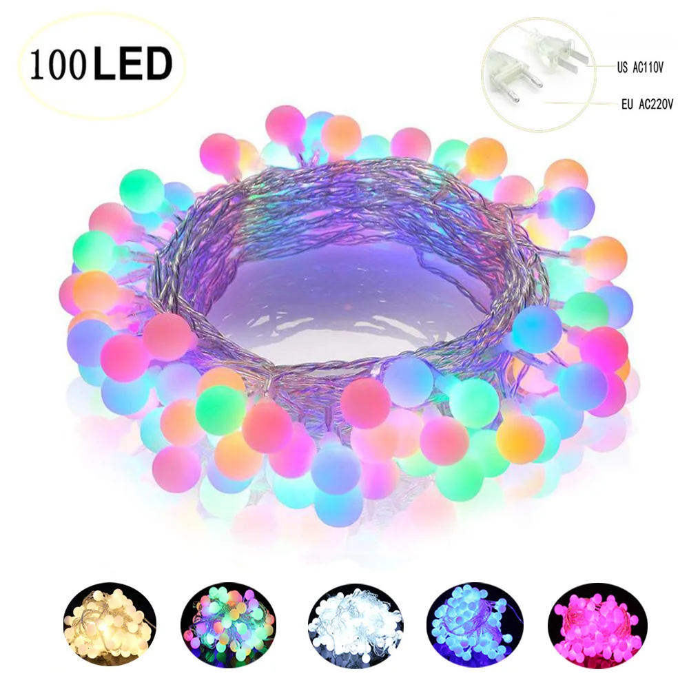 

10M 100LED 220V/110V LED Ball String Lights Christmas Bulb Fairy Garland Outdoor For Holiday Wedding Home New Year's Decoration