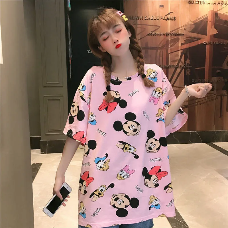 Ulzzang шикарная футболка для девочек с мультяшным принтом уличная женская летняя повседневная футболка уличная Милая кавайная женская футболка в японском стиле