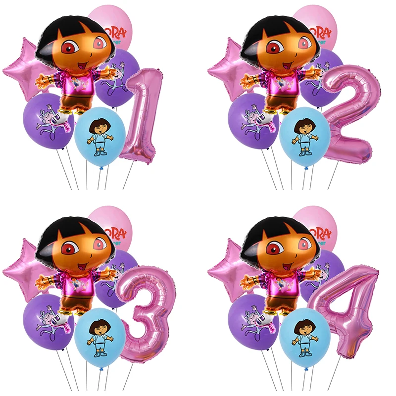 6 шт./лот Дора Explorer украшение на день рождения фольгированные латексные воздушные