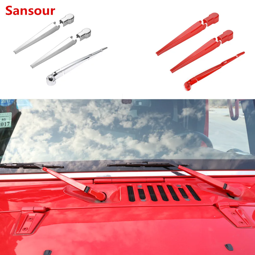 Sansour for Jeep Wrangler JK 2007-2017 Car Front&ampRear Window Wiper Blade Decoration Covers Decals ABS Plastic Trim Accessories |