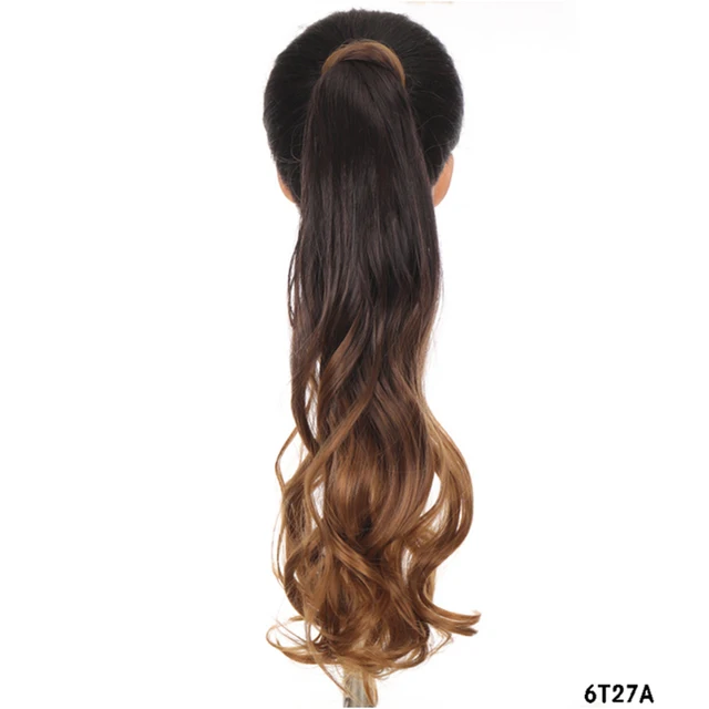 MSTN 24 Inches Long Synthetic Straight Ponytails for Women Natural Clip In Ponytail Hair Extension Hairpieces Blonde Fake Hair 0019-6T27A