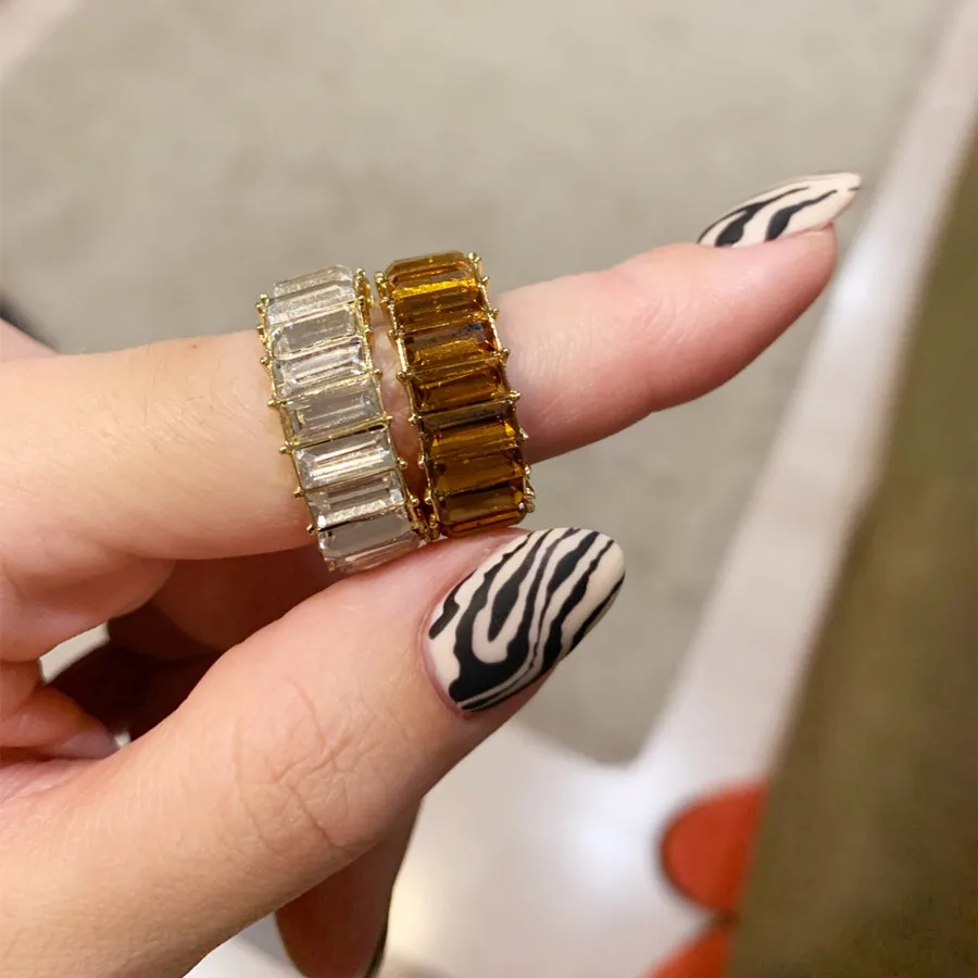 New Luxury Cubic Zirconia Rings For Women Fashion Red Blue Copper Plated Finger Rings Zircon Statement Wholesale Bulk Jewelry