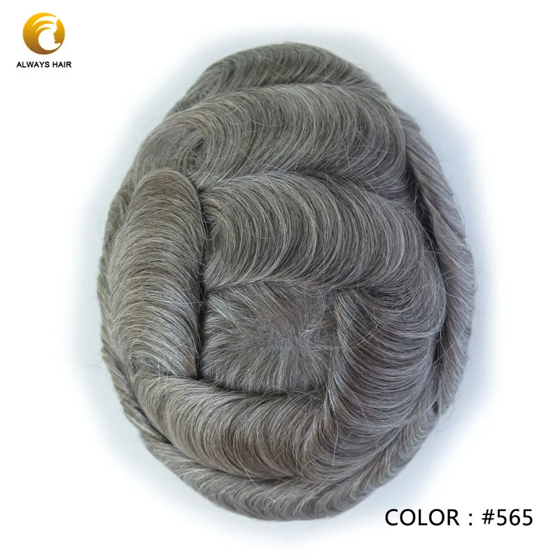 Удобный парик из индийских человеческих волос для мужчин, 6 дюймов, ультра тонкий парик из кожи для мужчин, свободный стиль, 100 плотность волос - Toupee Color: 565#