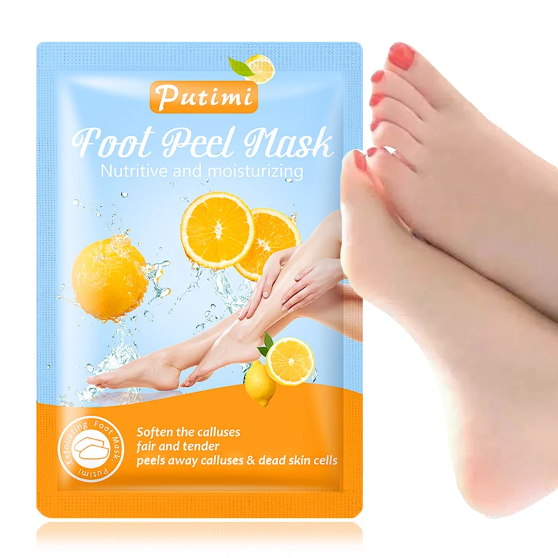 

PUTIMI 2Pair Foot Exfoliating Mask Whitening Foot Mask for Legs Moisturizing Peeling Dead Skin Remove Pedicure Socks Skin Care