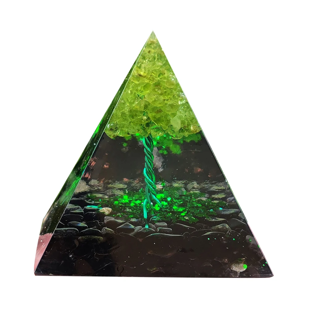Pyramide D'orgonite En Malachite Naturelle - Hauteur 60 Mm - Pierre De Méditation Et Décoration énergétique