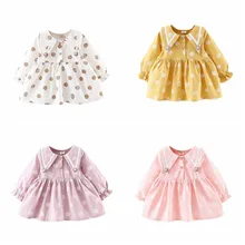 Весенне-осеннее повседневное модное милое платье принцессы в горошек с длинными рукавами для маленьких девочек Детская рубашка, m