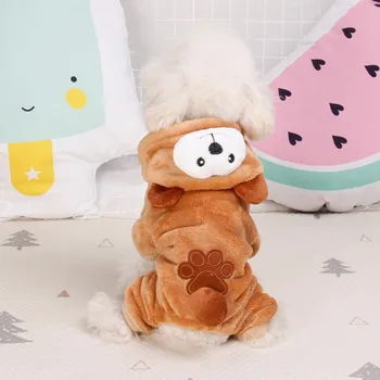 

Pet Winter Warm Flannel Four Legs Coats Costume for Dogs Puppy Thickened Hoodie Coat Brown Bear For PuppyNew~