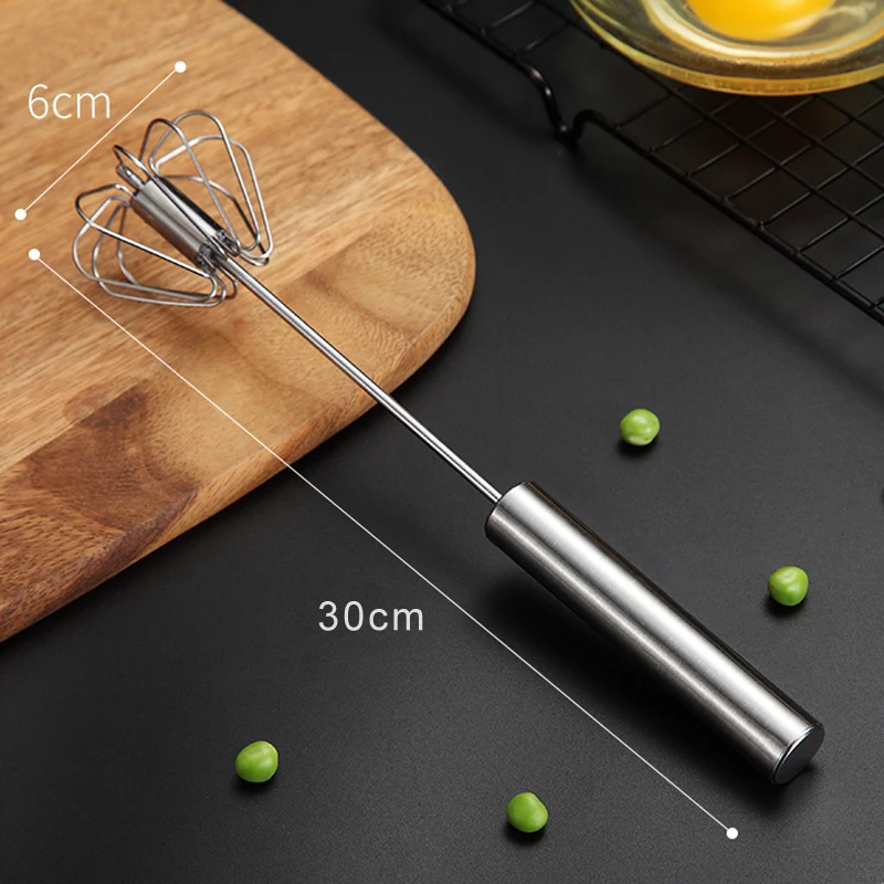 1Pc Stainless Steel Egg Beater Manual Self Turning Whisk Semi-Automatic Egg Beater Hand Mixer Cream Blender Kitchen Baking Tools (6)