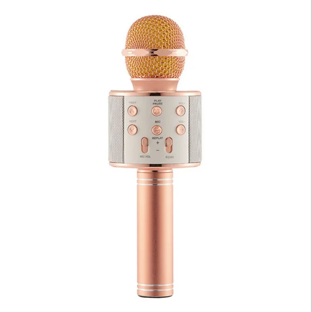 Rose WS858 ручной караоке микрофон Bluetooth беспроводной USB Профессиональный динамик Ktv мобильный телефон плеер микрофон студия Запись музыки - Цвет: Rose