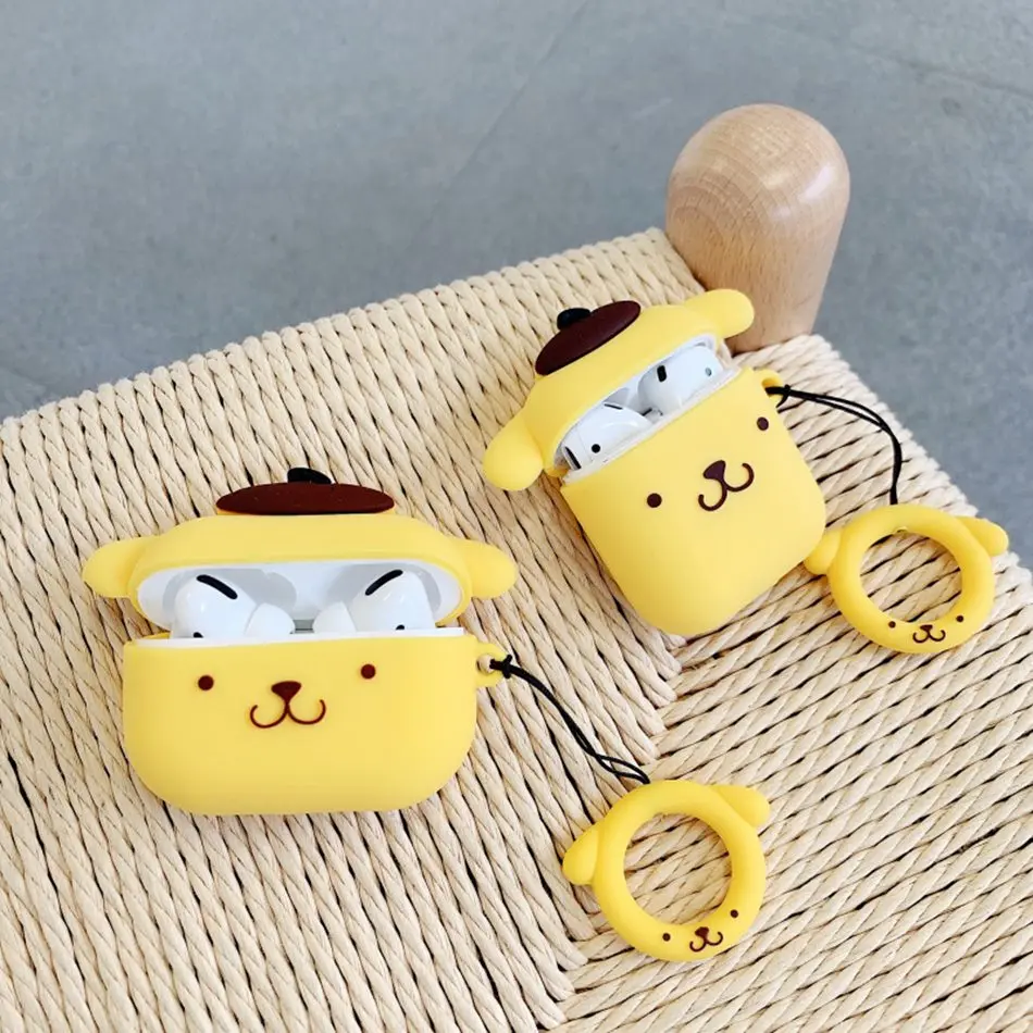 Чехол для наушников с цветами Airpods Pro силиконовый чехол красивое медведем и