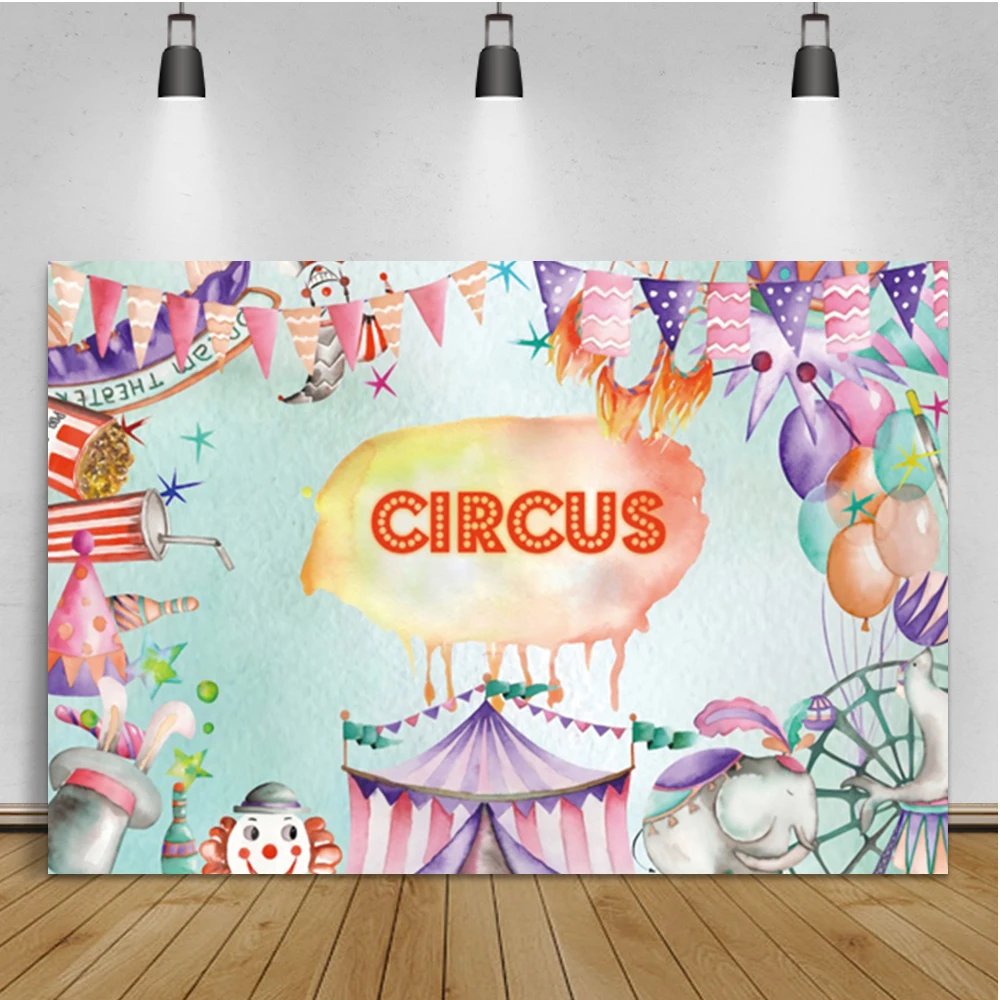 

Laeacco Circus Paradise Watercolor Photography Background Baby Birthday Decor Portrait Custom Photo Backdrop For Photo Studio