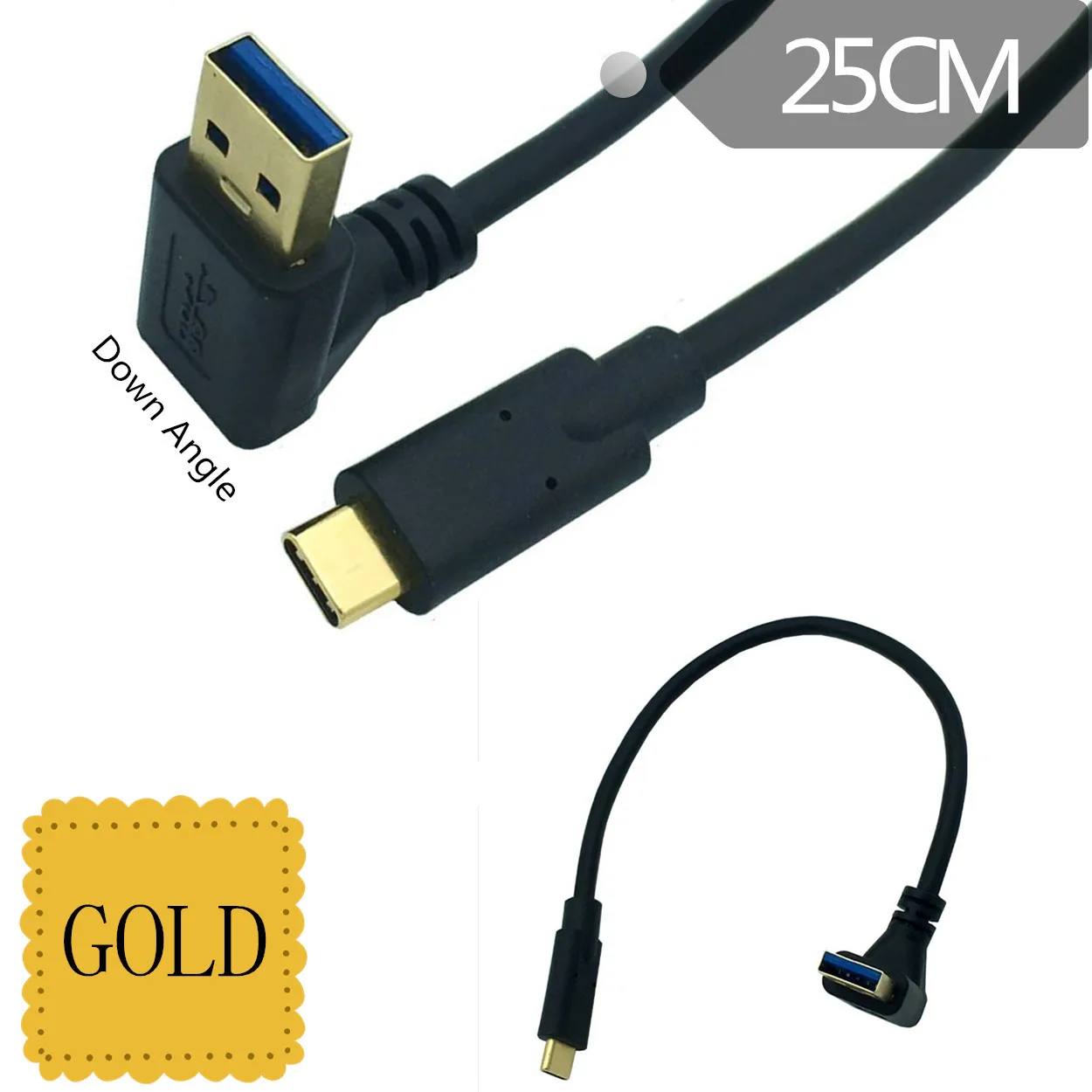 AM down bend Позолоченный 90 градусов USB 3,0 штекер для USB3.1 type-C штекер вверх/вниз/влево/вправо Угол USB синхронизация данных и зарядный кабель Разъем - Цвет: AM down bend