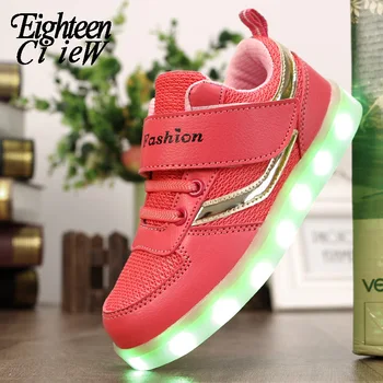 

Size 26-37 Glowing Sneakers 7 Colors Kid Luminous Sneakers Glowing USB Charge Boys LED Shoes Girls Footwear LED Slippers